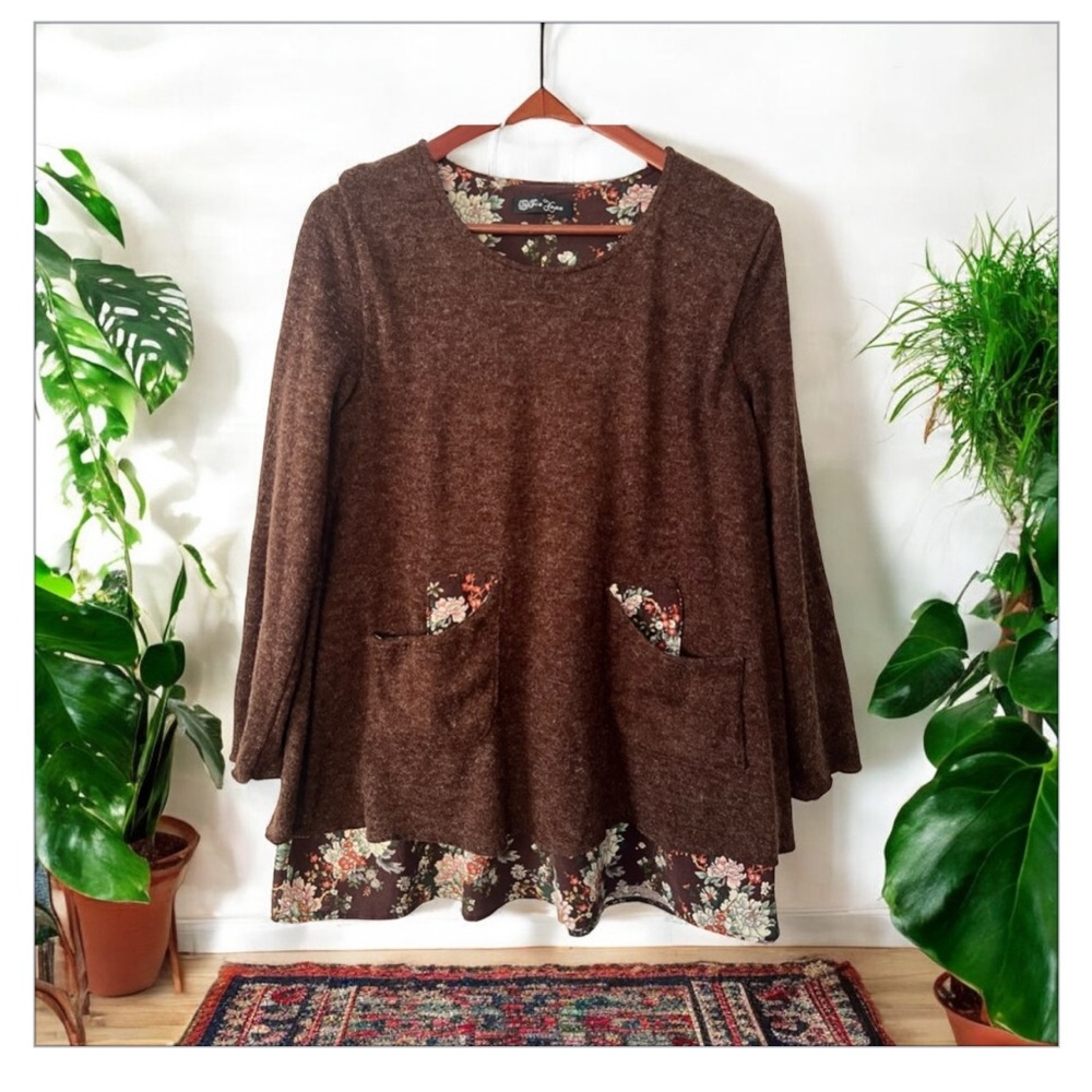 Boutique-HK-Floral Boho Layered Chiffon tunic Top- CottageCore-So soft-EUC-SzM😍 - Picture 4 of 11